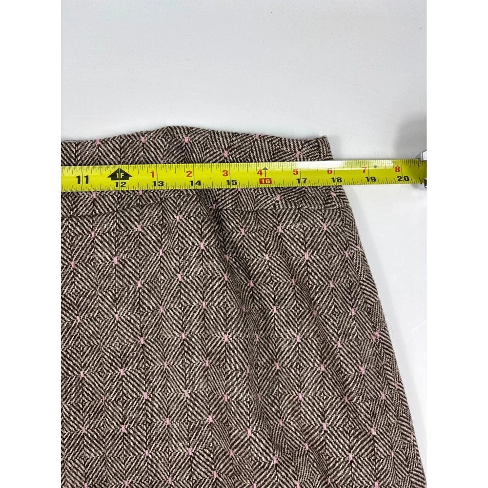 Nipon Boutique Wool Blend Skirt‎ Suit Brown Pink Geometric Pleated 16